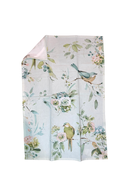 Bird And Flowers Tea Towel