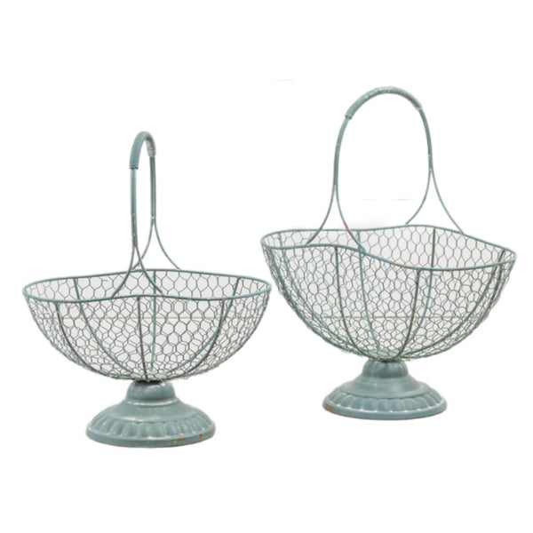 Assorted Green Pedestal Basket, INDIVIDUALLY SOLD