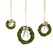 Assorted 9" Boxwood Wreath With Cream Ribbon, INDIVIDUALLY SOLD