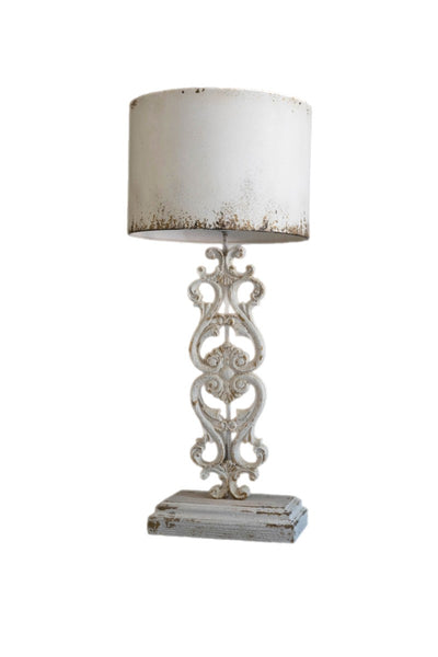 White Damask Table Lamp