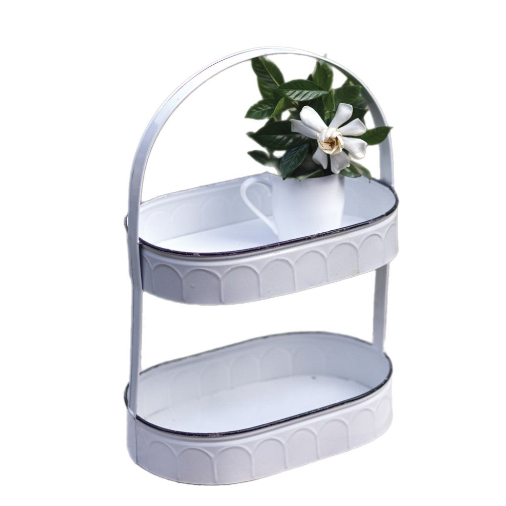 White Oval 2 Tier Tray