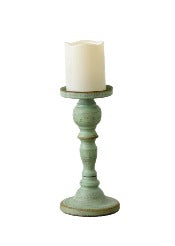 Green Wooden Pillar Candle Holder