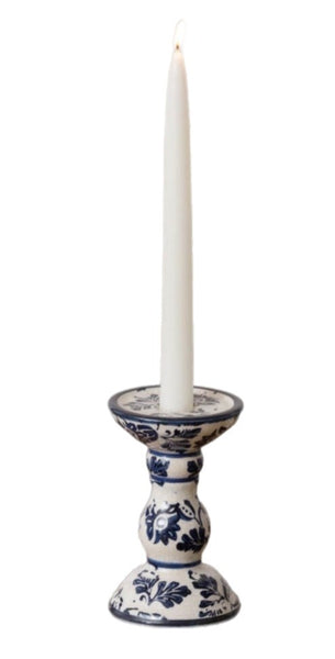 Blue DELFT Taper Candle Holder - SHORT